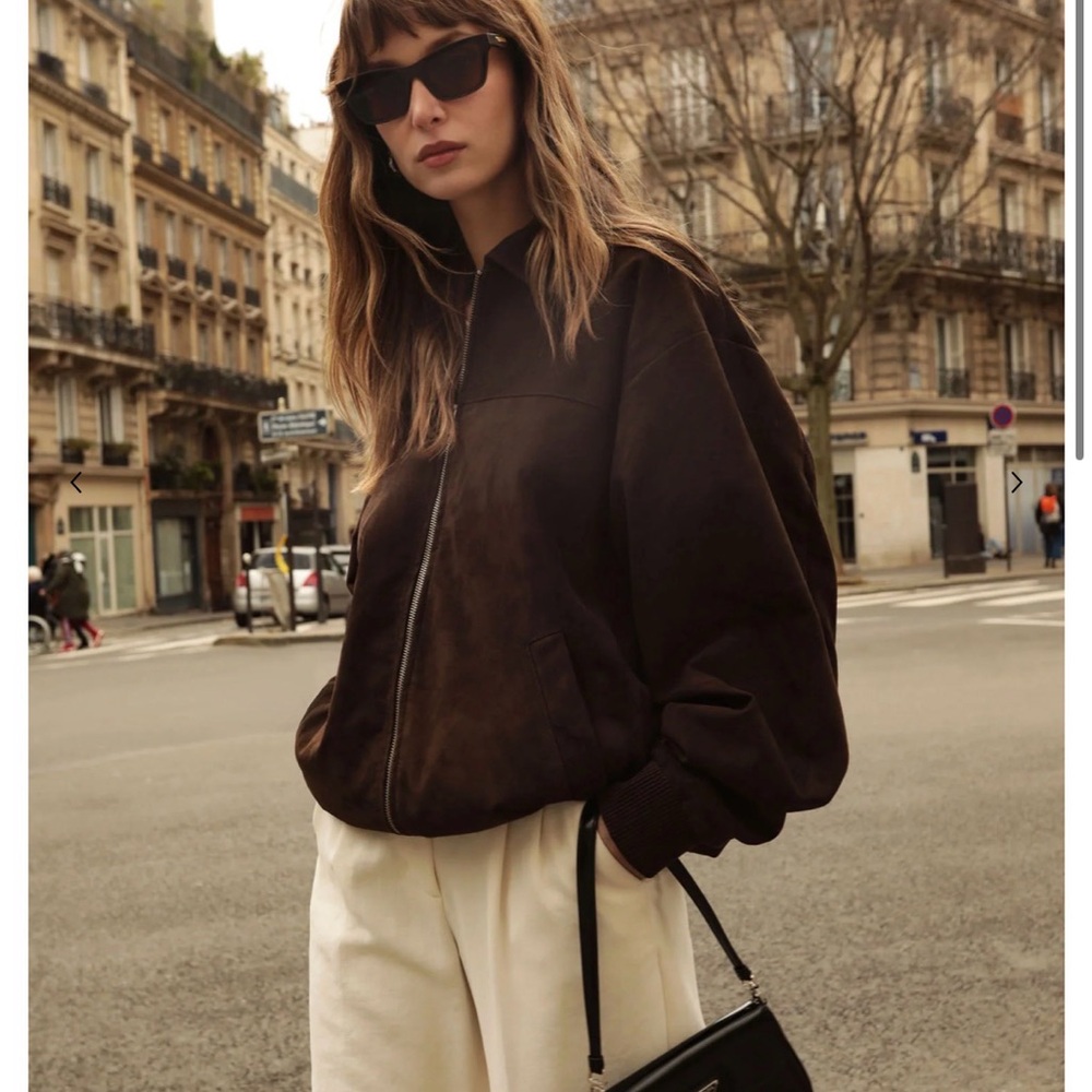 Lamarque Dark Brown Leather Bomber Jacket